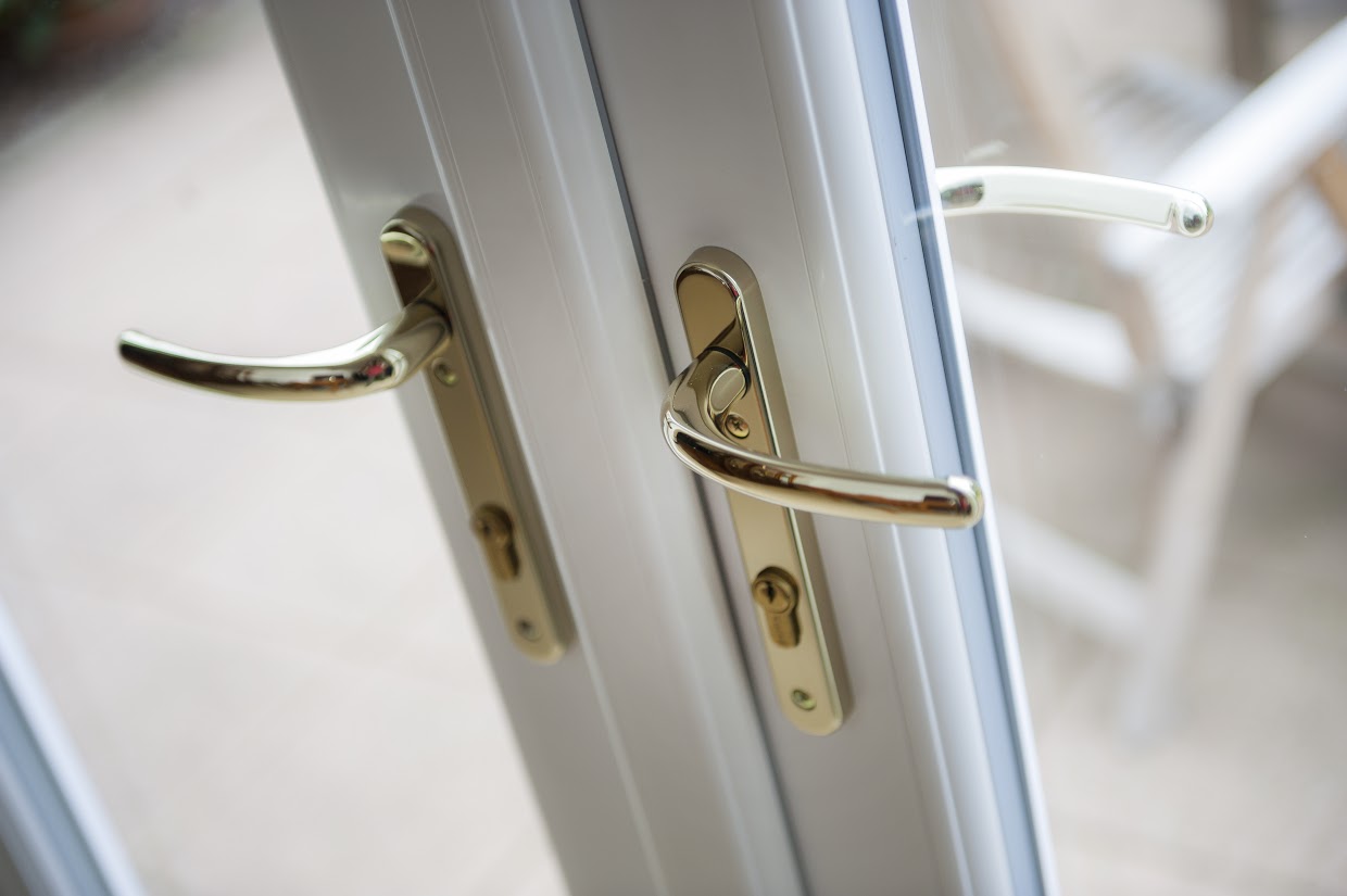white upvc french doors