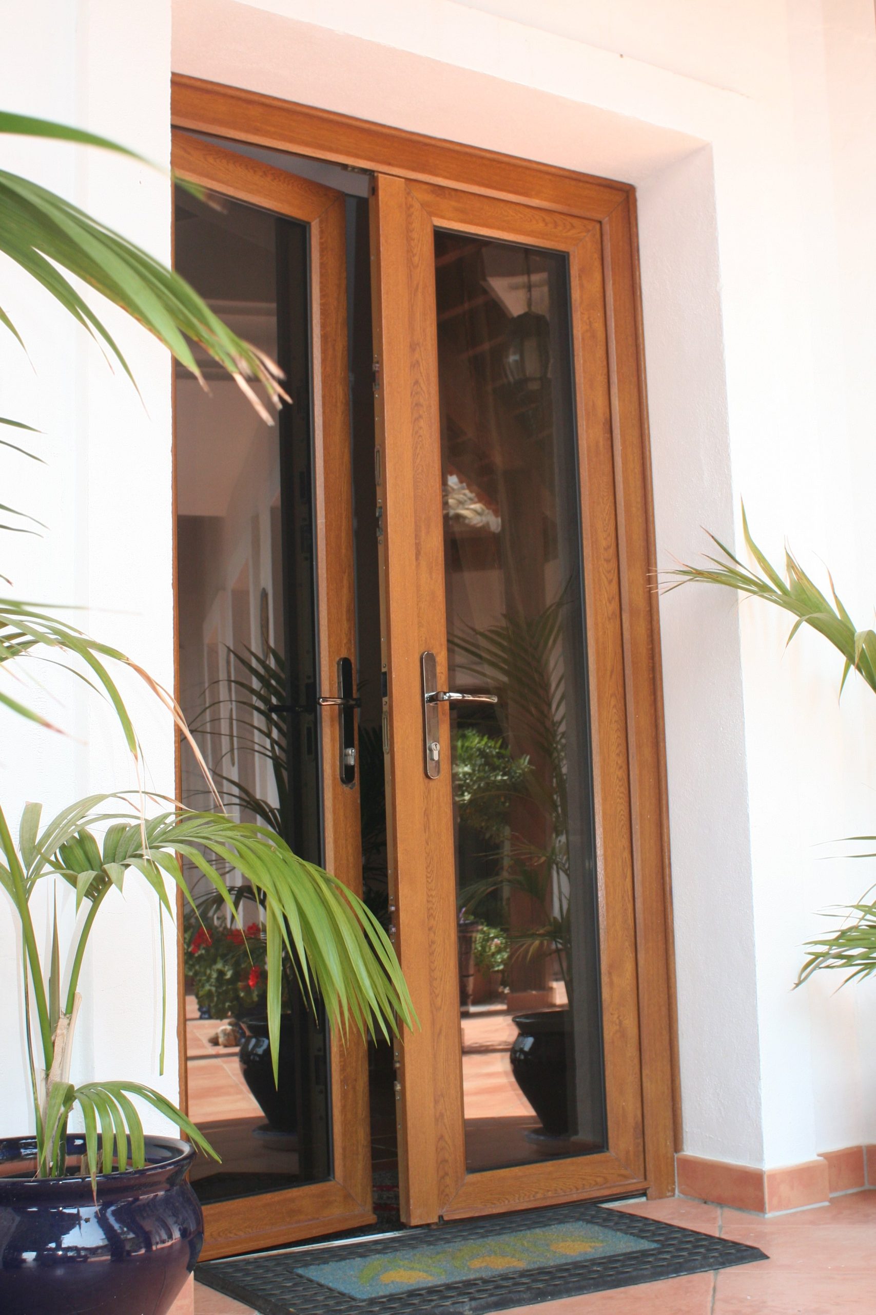 woodgrain upvc french patio doors