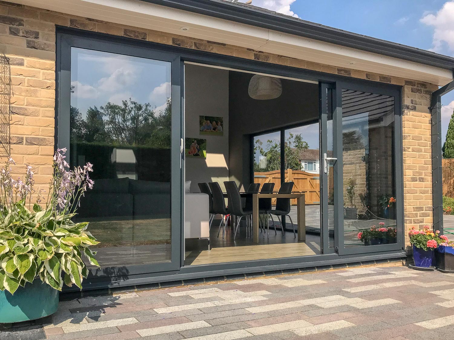 black sliding aluminium patio doors