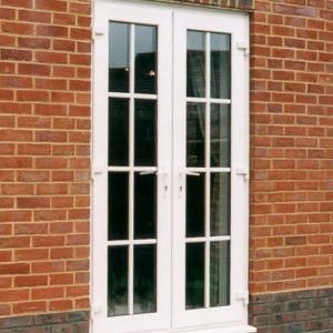 white upvc french doors